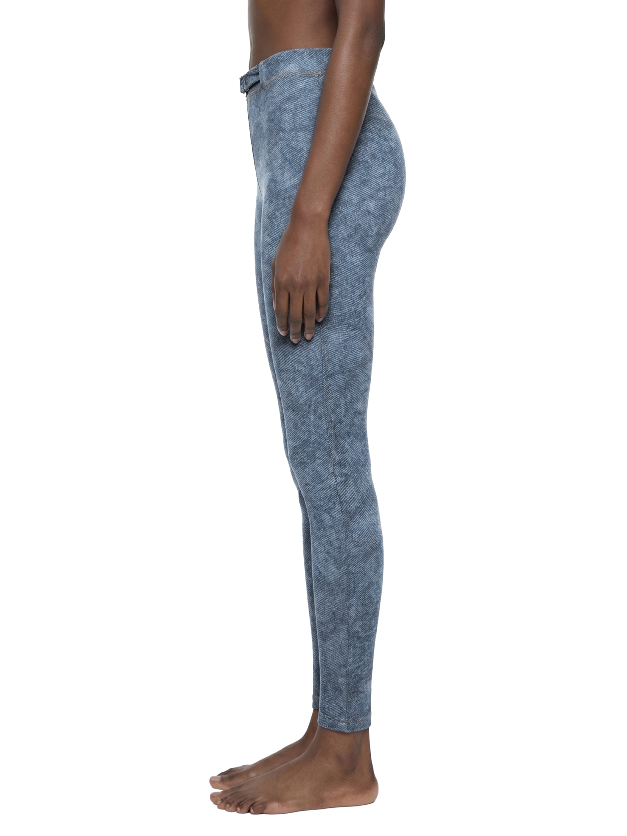 Faux Denim Zip-Fly Leggings