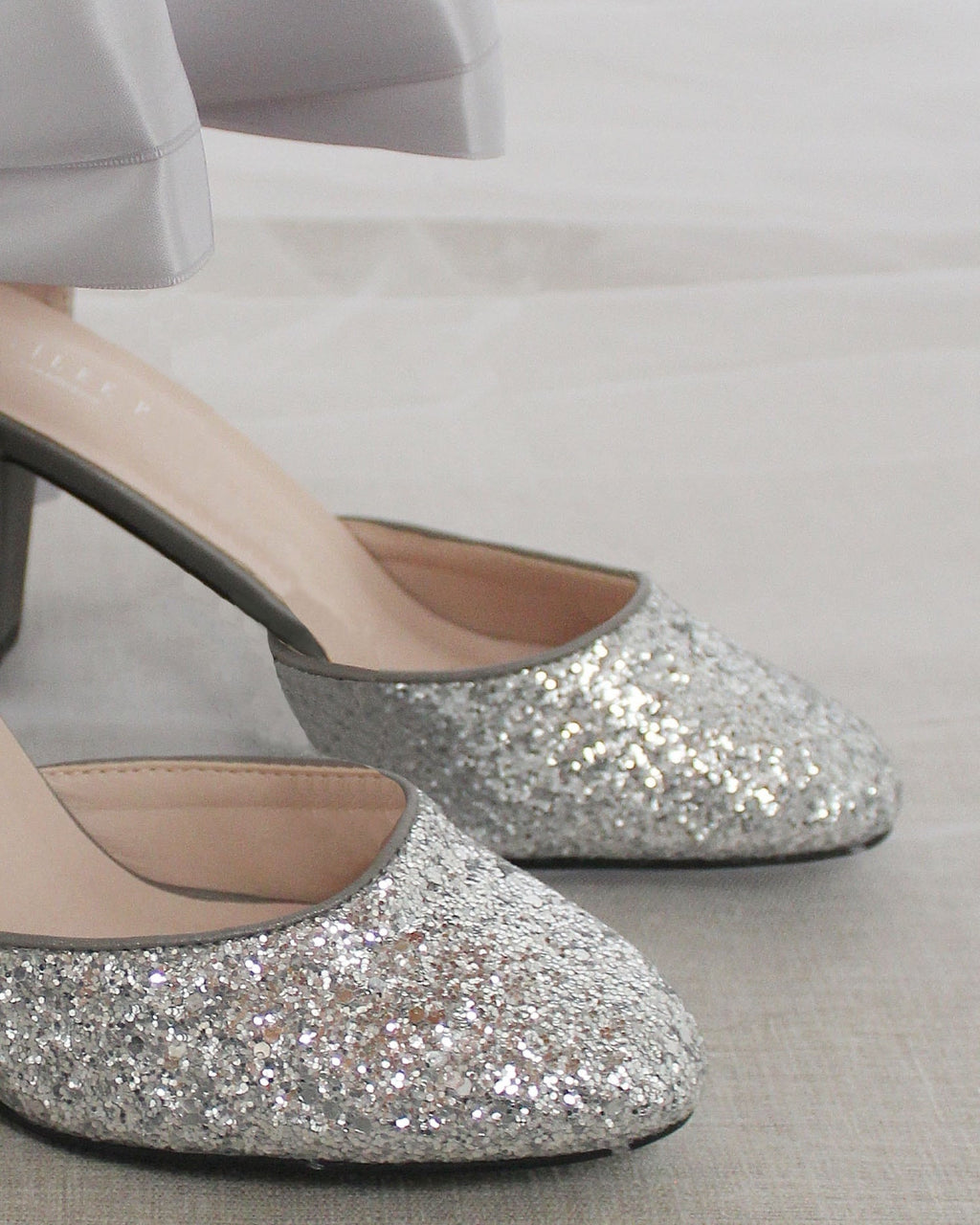 Rock Glitter Block Heel with Wrapped Satin Tie