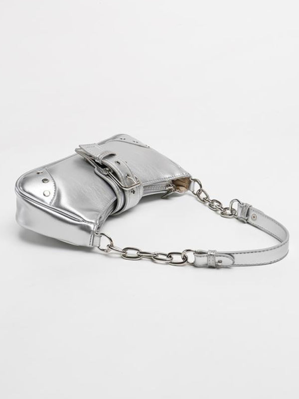Retro Chain Metallic Shoulder Bag