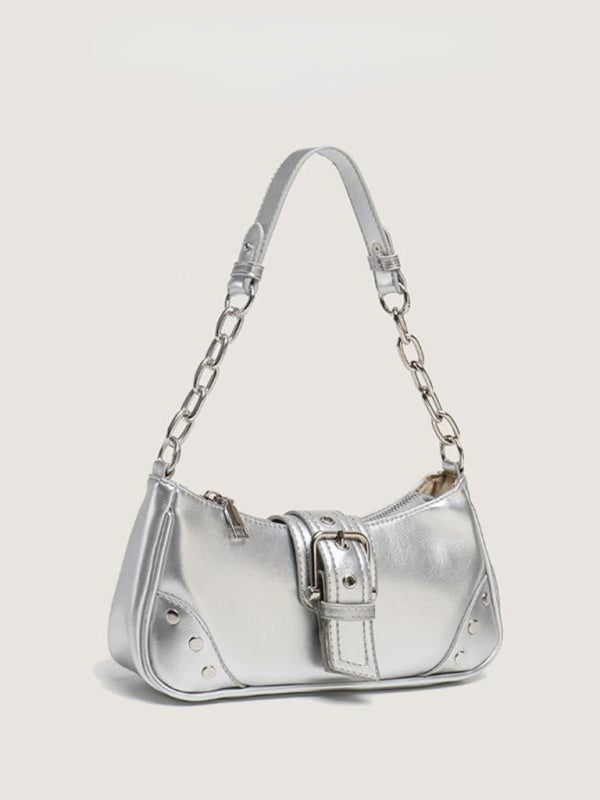Retro Chain Metallic Shoulder Bag