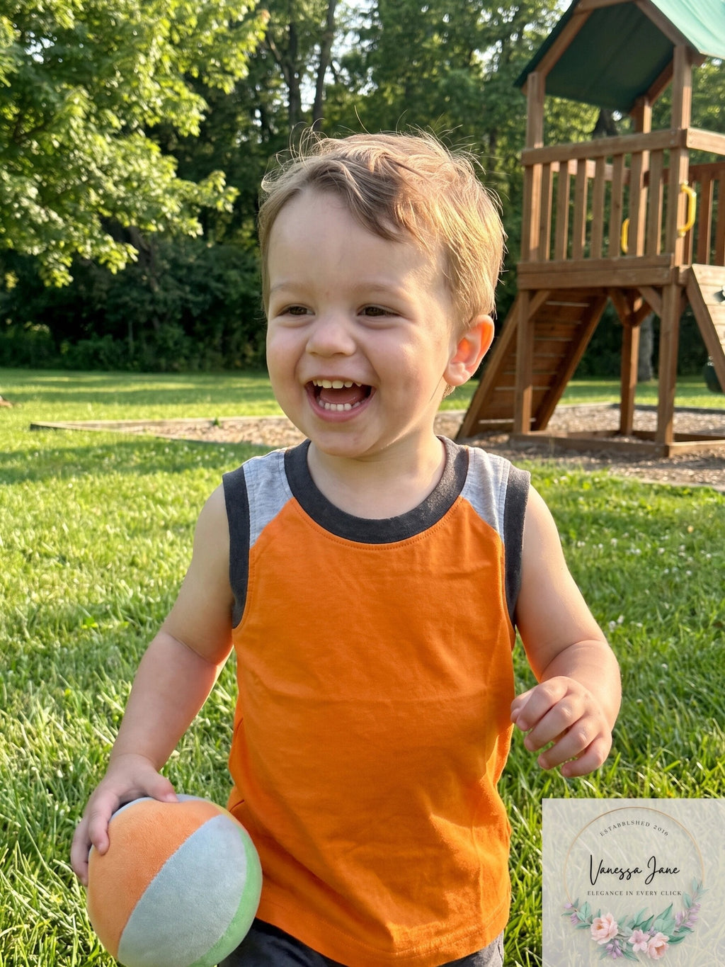 French Toast Boys’ Muscle Tee, Colorblocked Autumn Glory, 9-12 Months