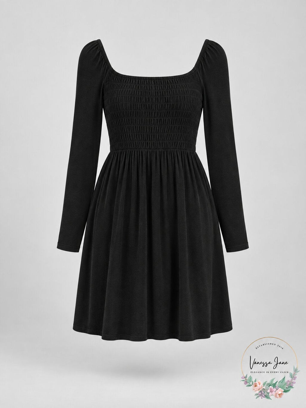 Aqua Women's Smocked Velvet Dress, Black, Size Small
