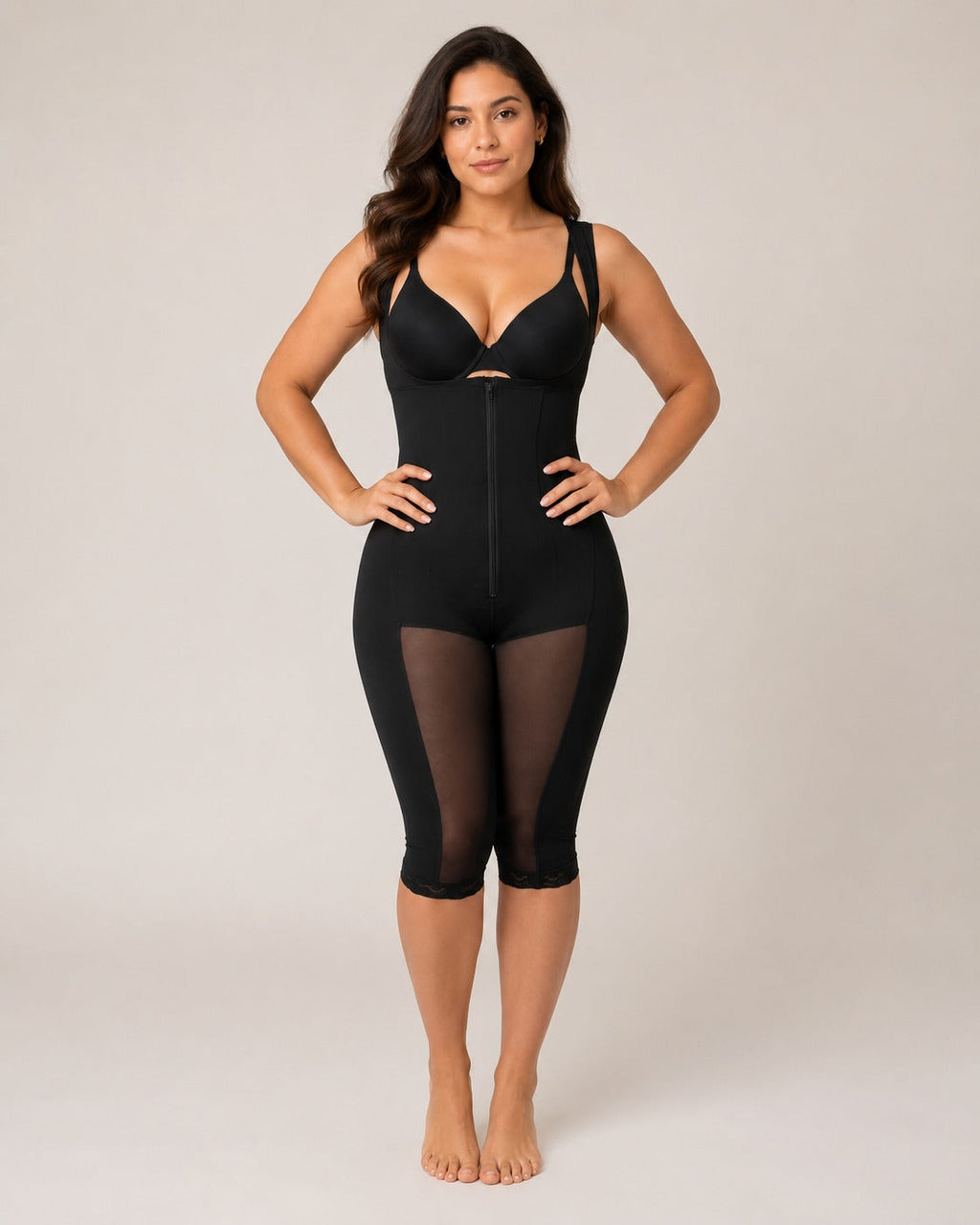 Ultra-Stretchy Stage 1 Knee-Length Faja | Medium Compression Thigh Shaper