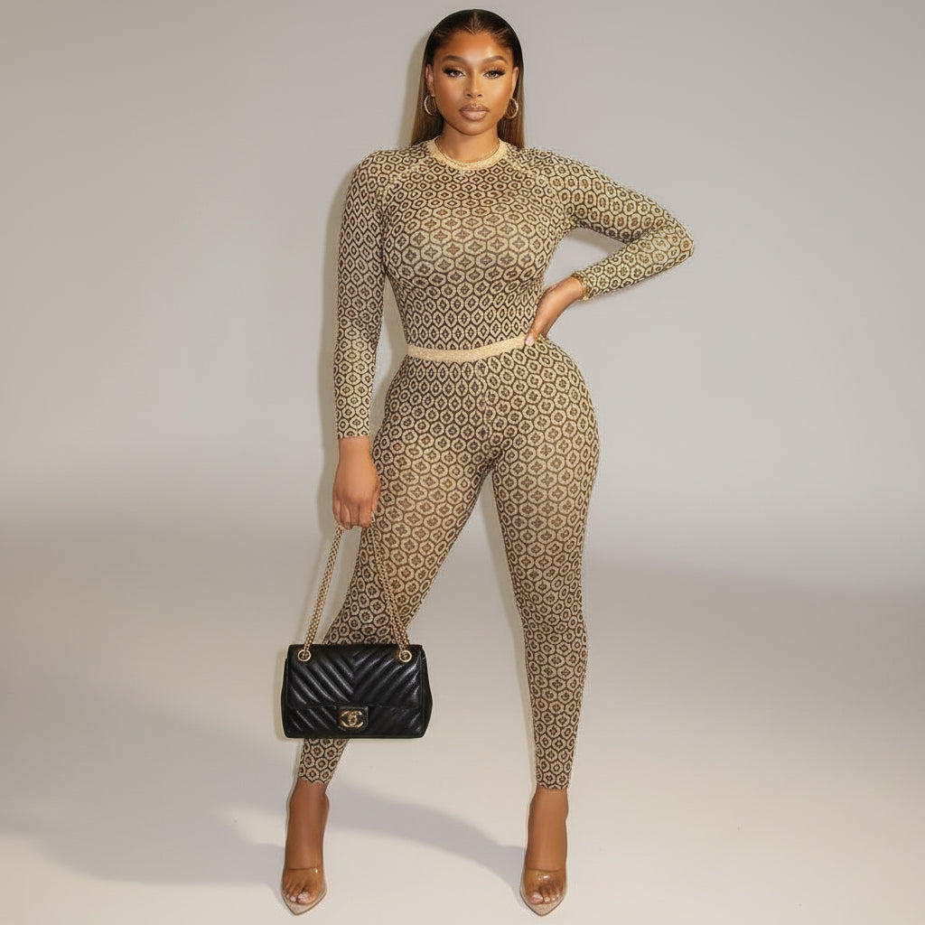 Mosaic Luxe Long Sleeve Jumpsuit