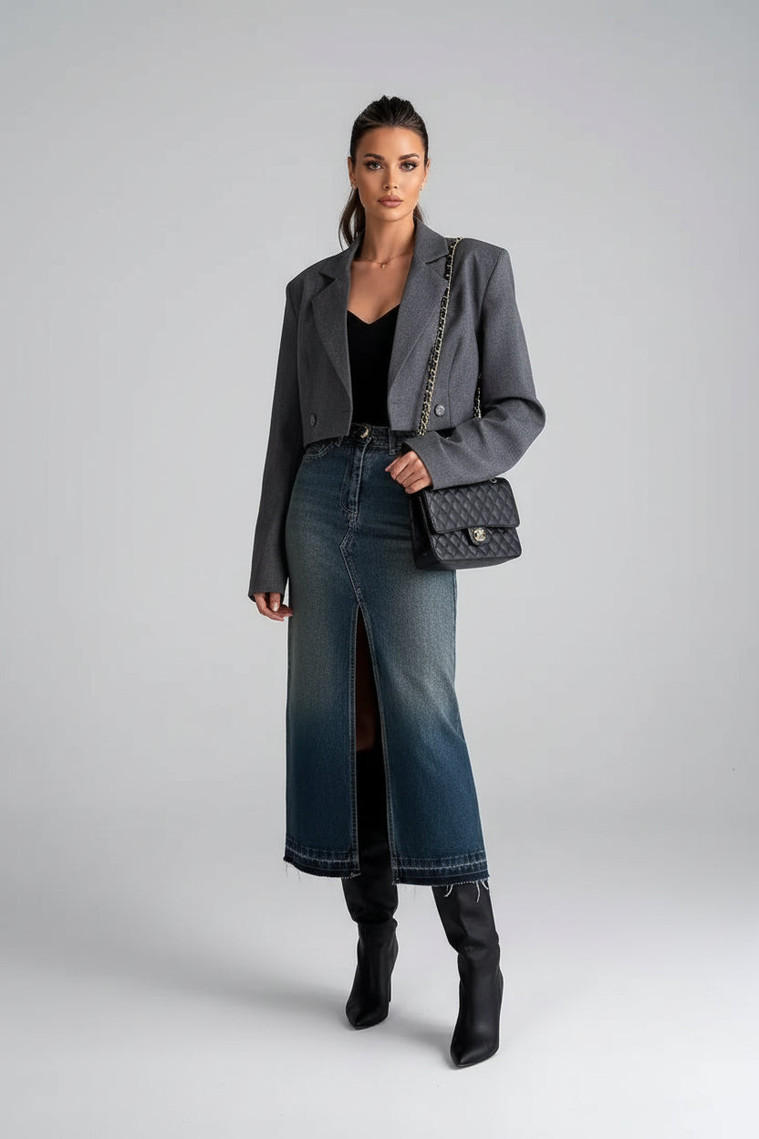 Denim Midi Skirt