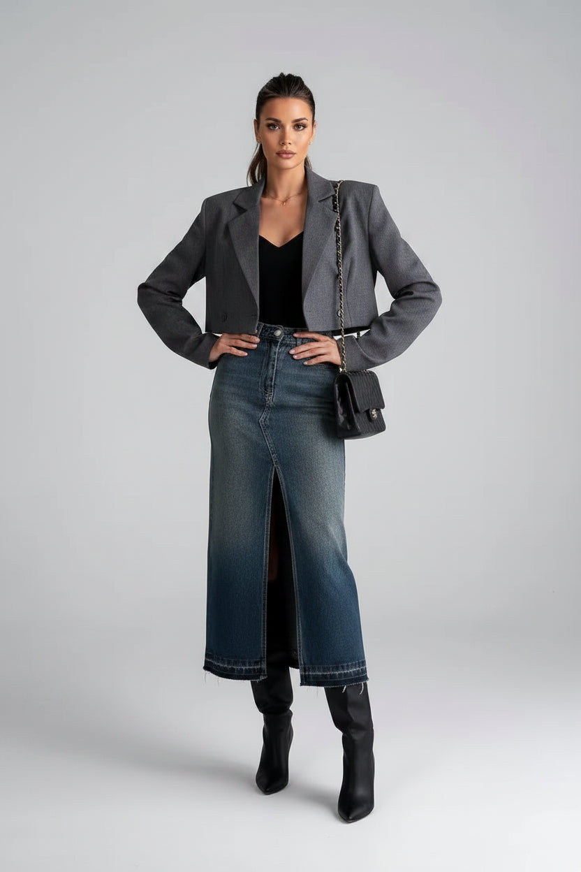 Denim Midi Skirt