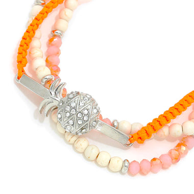 Pineapple Charm Double Tassel Cinch Bracelet