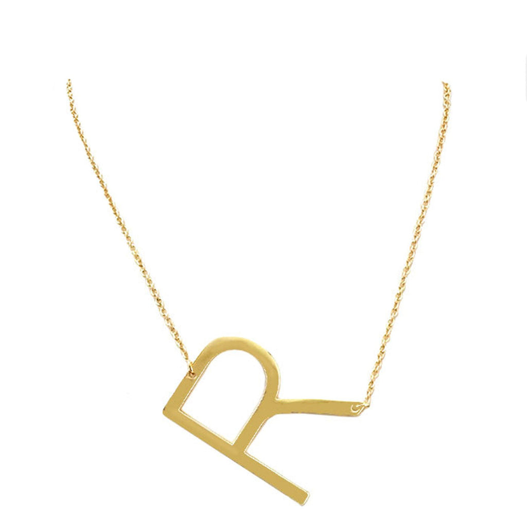 R Monogram Metal Pendant Necklace
