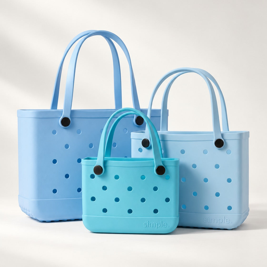 Rubber Tote Bag Set of 3 (XL/M/S) – Stylish Blue Tones EVA Bags, Great Value