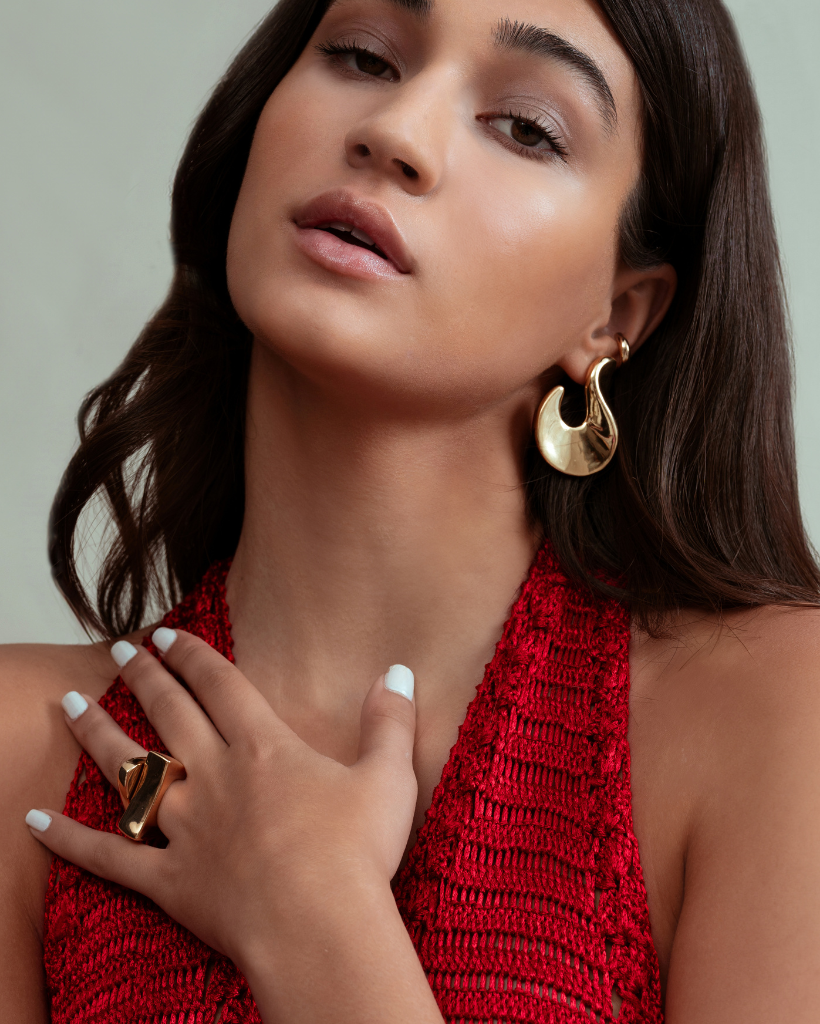 Valentina Sculptural Flame Gold Statement Earrings