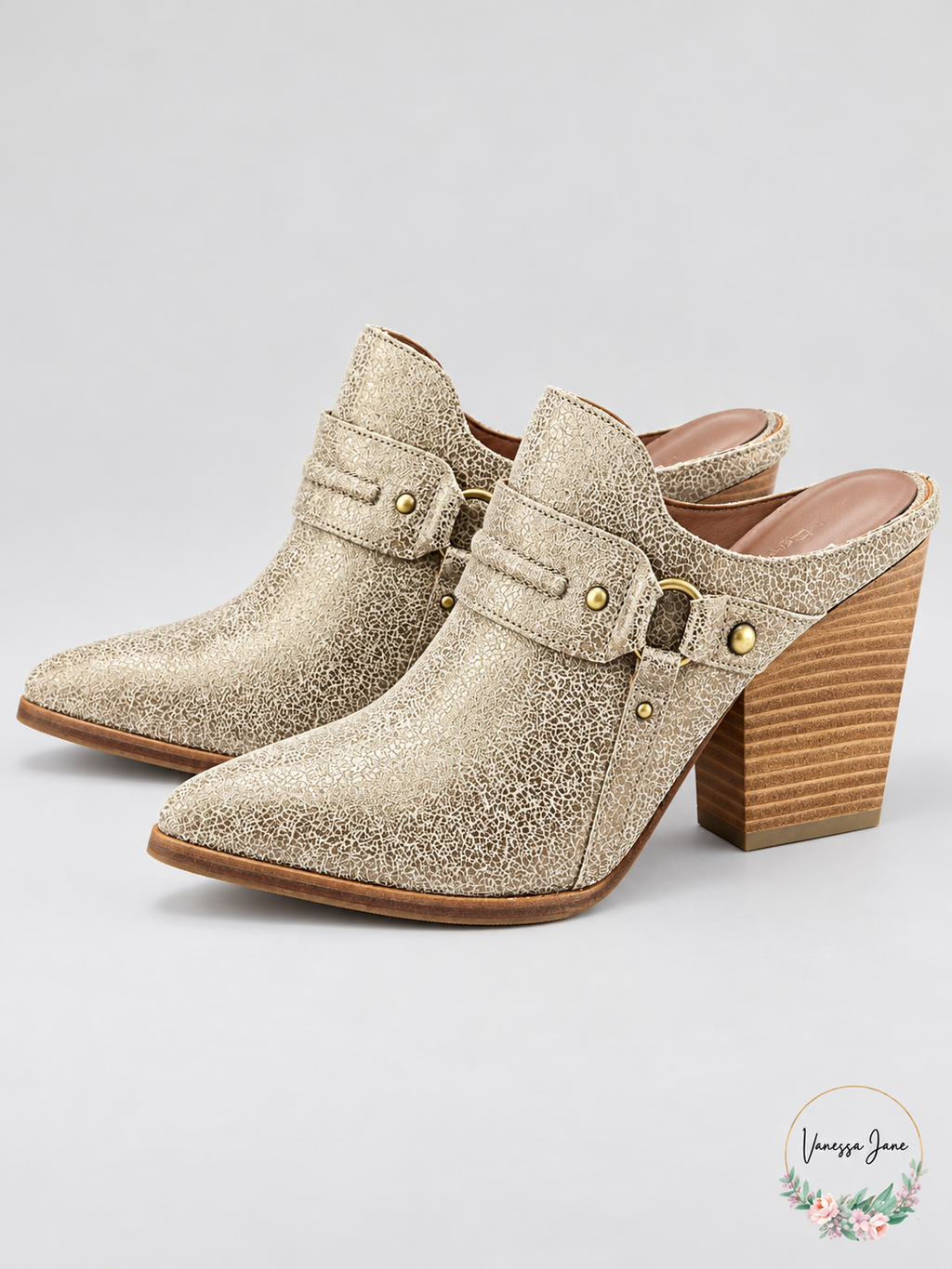 Donald J Pliner Vero 2-RM Bronze Metallic Leather Mules Size 7