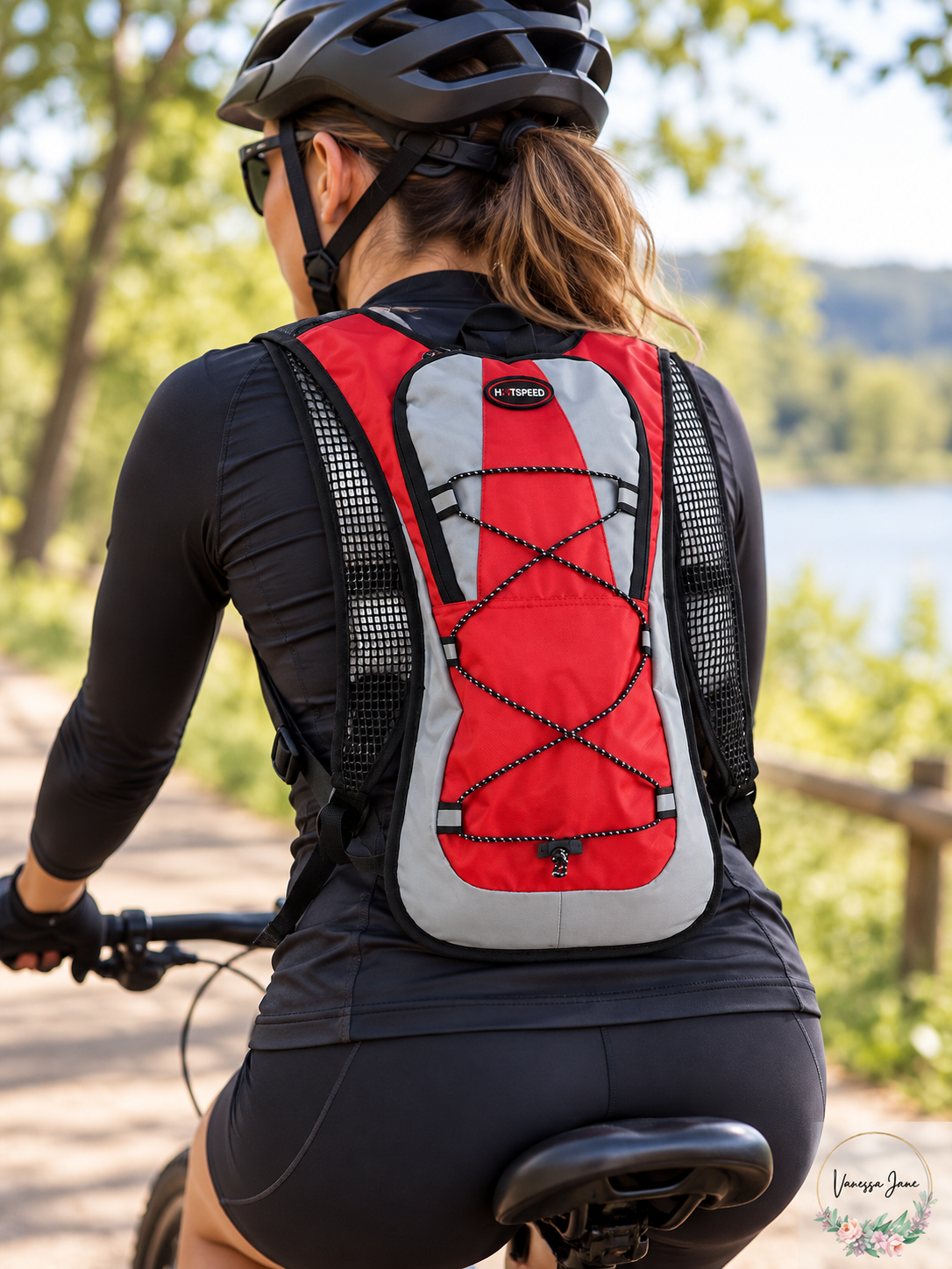 Hotspeed 5L Slim Cycling Backpack with Front Bungee Cord Black or Red