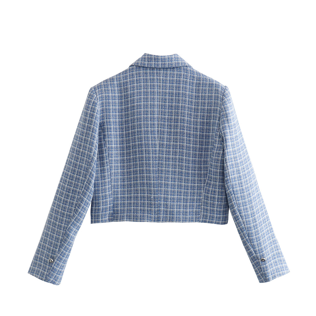 Slim-Fit Tailored Plaid Blazer