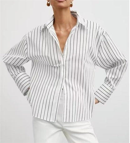 Loose Striped Long-Sleeved Shirt