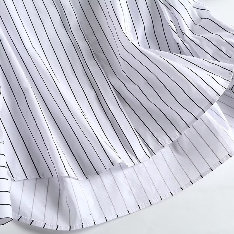 Loose Striped Long-Sleeved Shirt