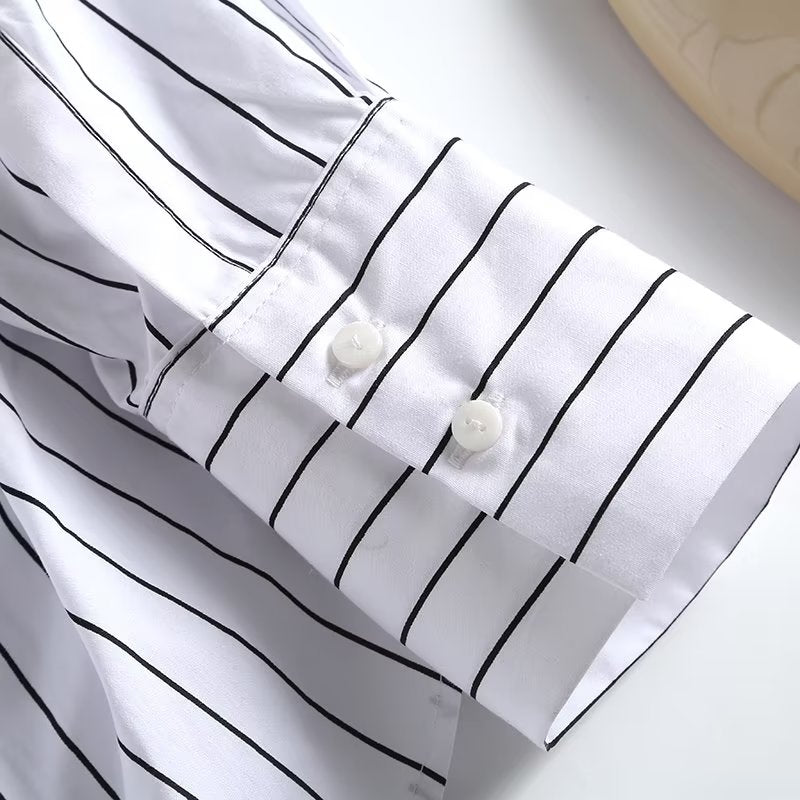 Loose Striped Long-Sleeved Shirt