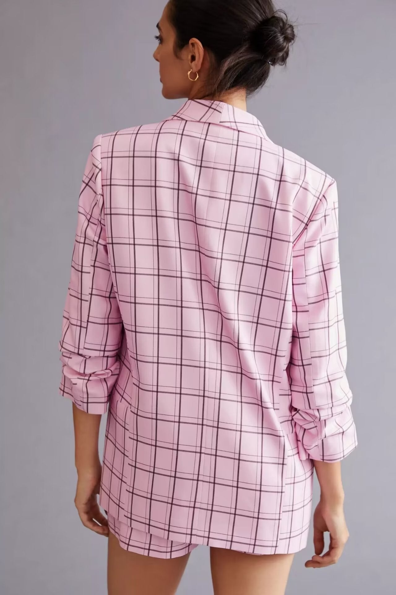 Nine Quarter Sleeve Pink Plaid Blazer