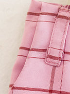Waist Tied Pink Plaid Straight Leg Dress Shorts