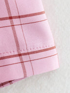 Waist Tied Pink Plaid Straight Leg Dress Shorts