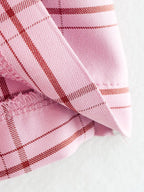 Waist Tied Pink Plaid Straight Leg Dress Shorts
