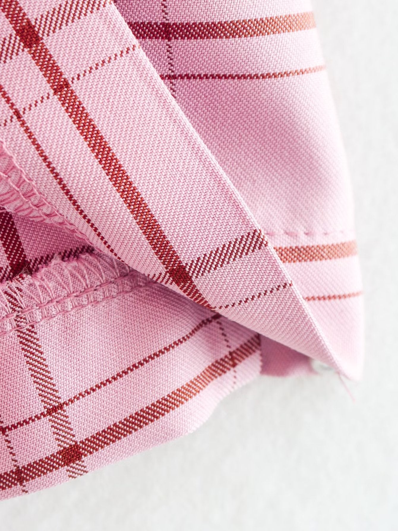 Waist Tied Pink Plaid Straight Leg Dress Shorts