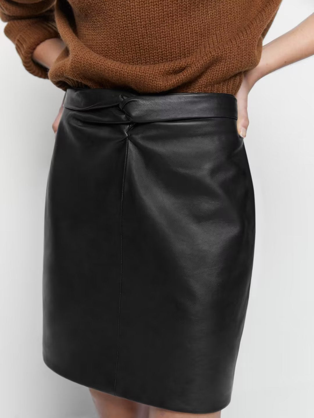 Black Leather Winter Short Skirt