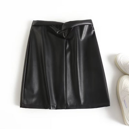 Black Leather Winter Short Skirt