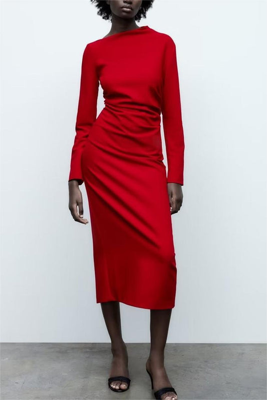 Classic Lady Red Sheath Dress