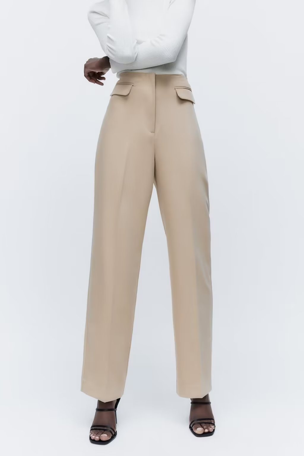 Flip Decorative High Waist Trousers