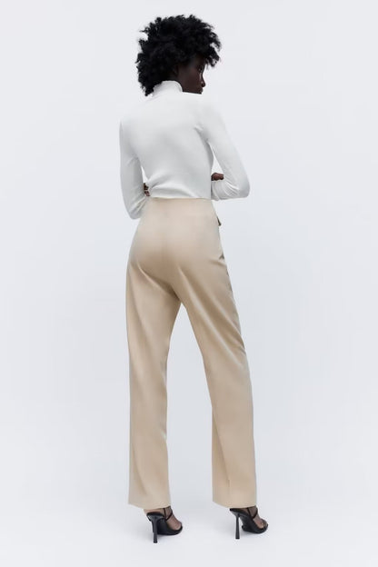 Flip Decorative High Waist Trousers