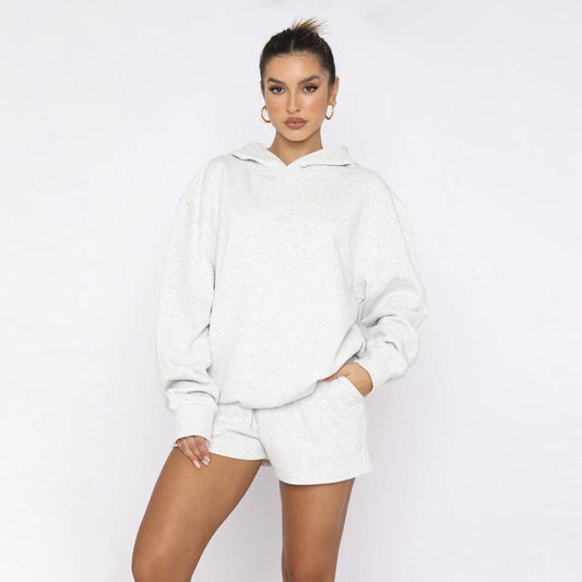 Pullover Hooded Long Sleeves Sweat Set