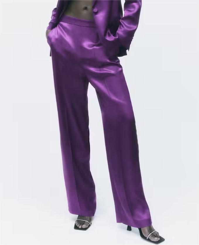 Silk Satin Straight Leg Pants