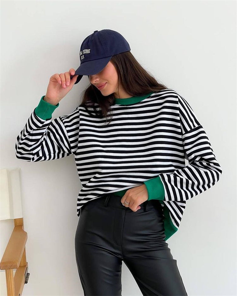 Simple Striped Long Sleeve T shirt
