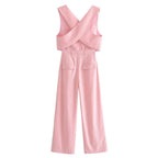 Button Vest Top & Wide Leg Pants Suit
