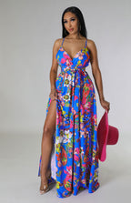 Floral French Strap Dress