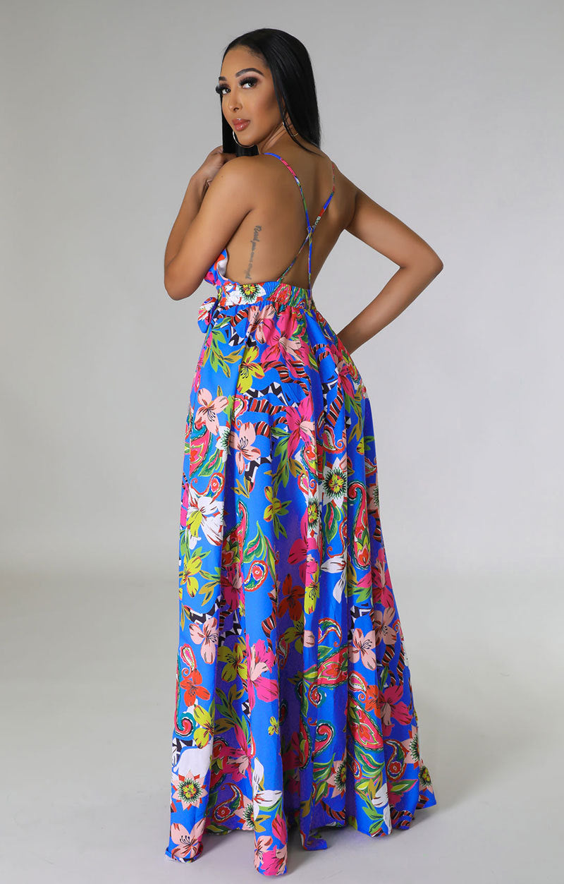 Floral French Strap Dress