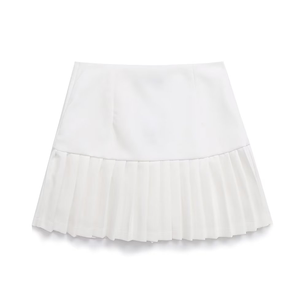 High Waist Button Pleated Mini Skirt