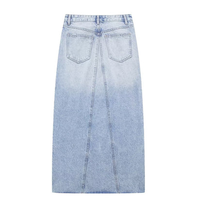 Women  Vintage Side Slit Denim Skirt - ALL HERZ FASHIONS