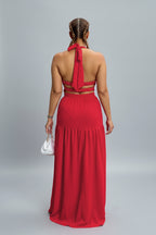 Long Solid Sleeveless Backless Sling Dress