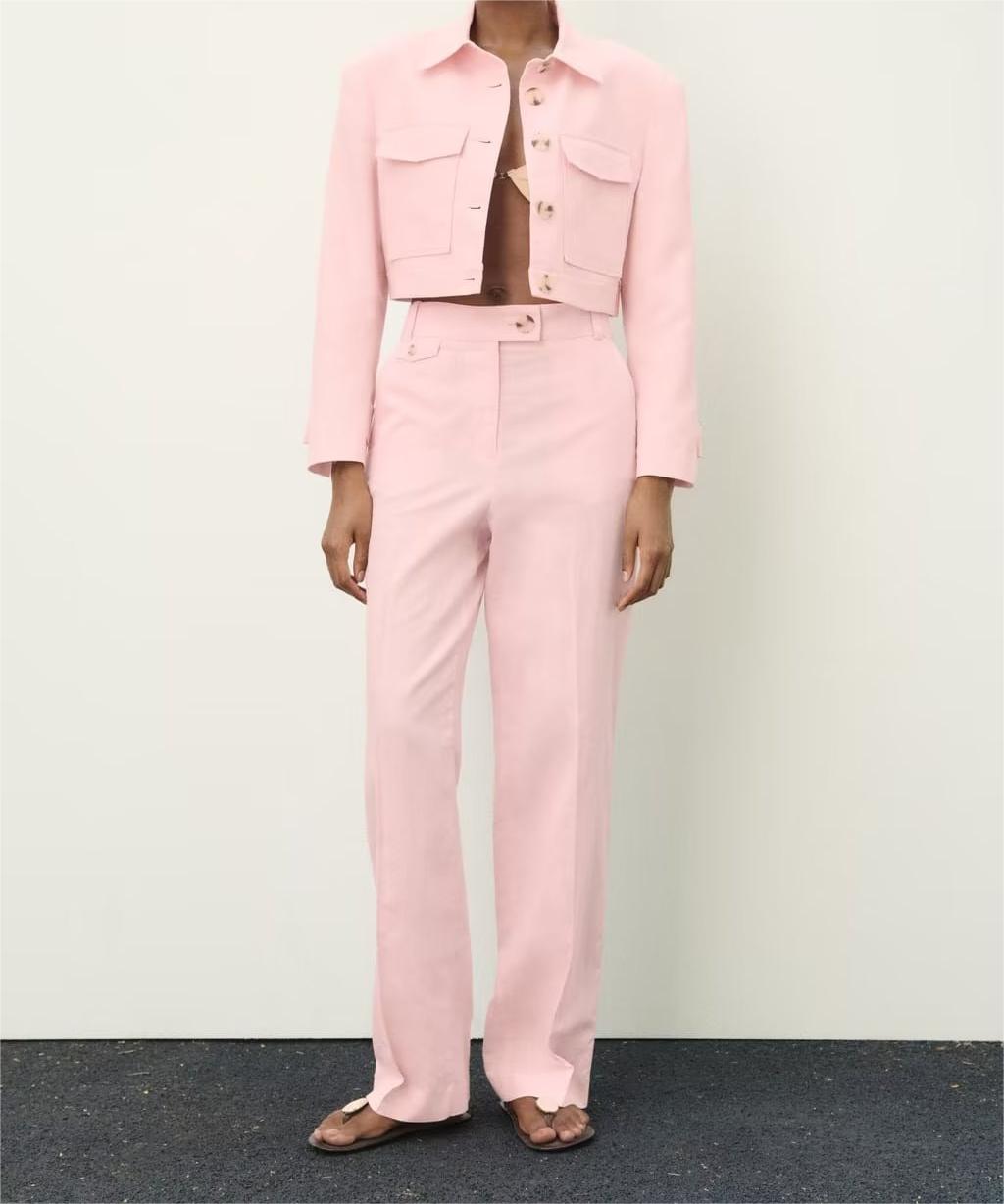 Linen Pink Dress Pants