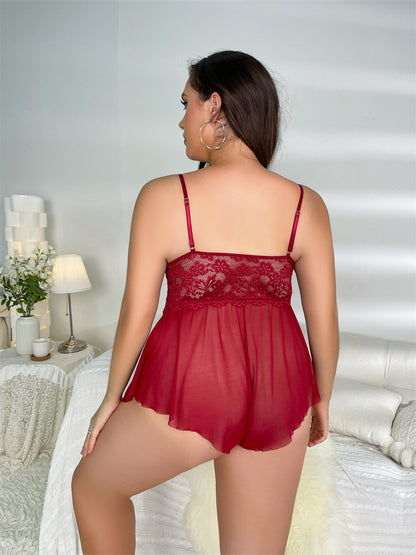 Plus Size Sexy Crisscross Lace Lingerie