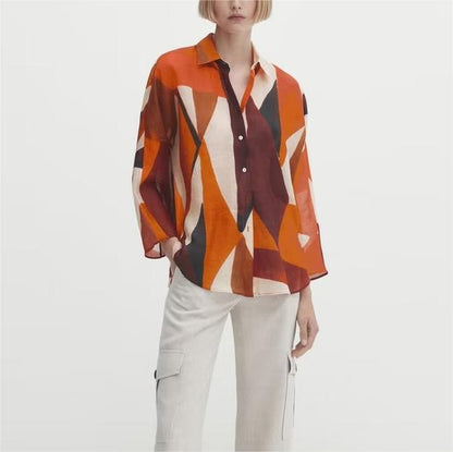 Geometric Printed Long Sleeve Shirt