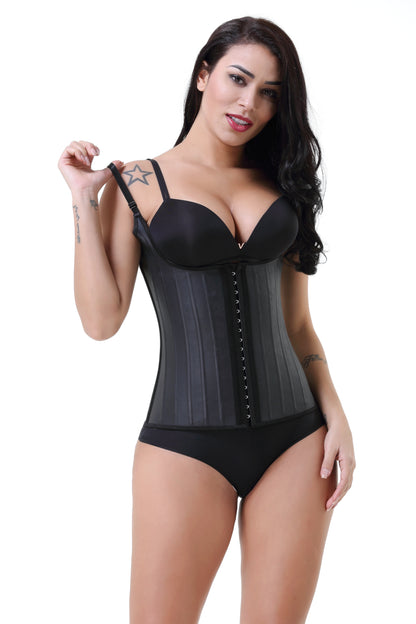 Latex Zipper Spaghetti Strap Corset