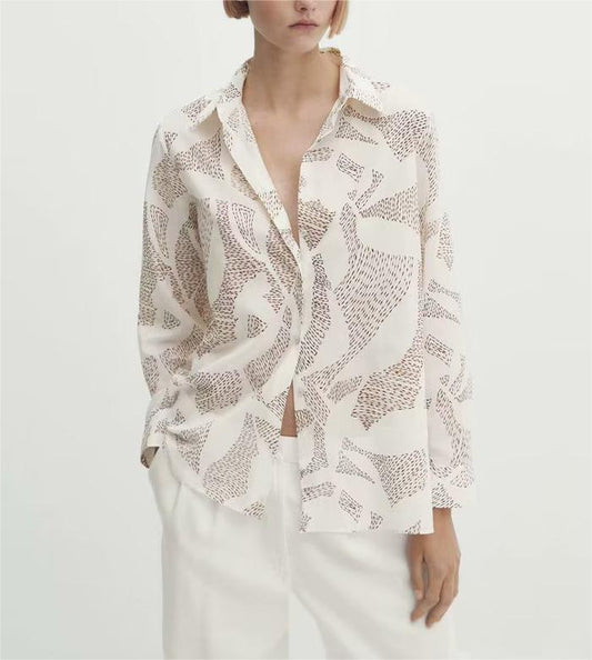 Loose Long Sleeve Printed Shirt