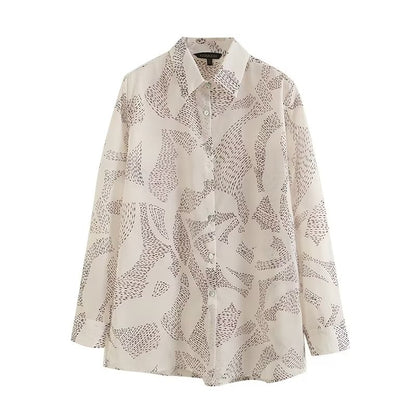 Loose Long Sleeve Printed Shirt