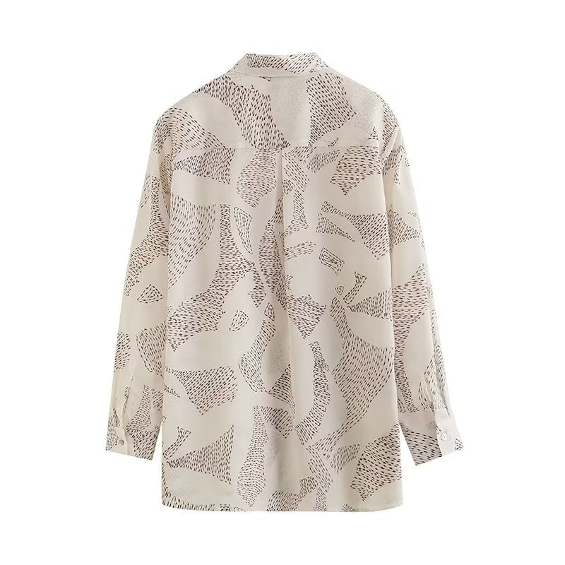 Loose Long Sleeve Printed Shirt