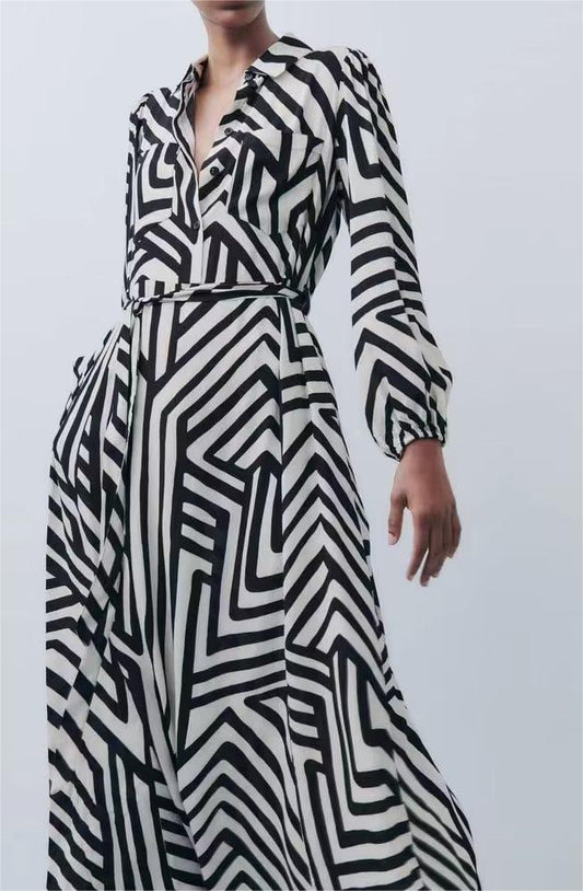 Simple Animal Pattern Wrap Dress