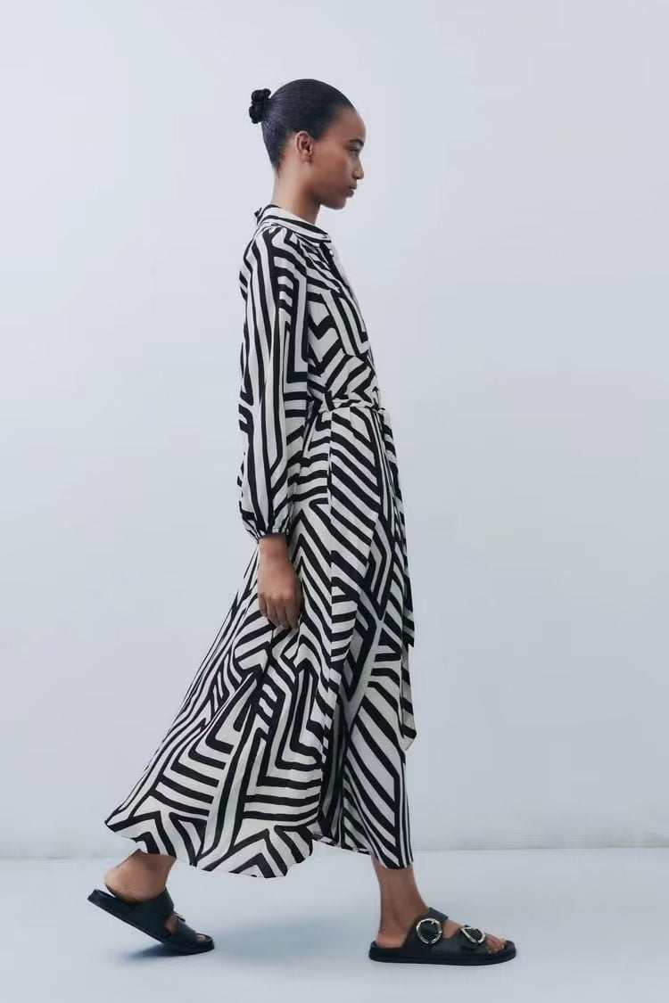 Simple Animal Pattern Wrap Dress