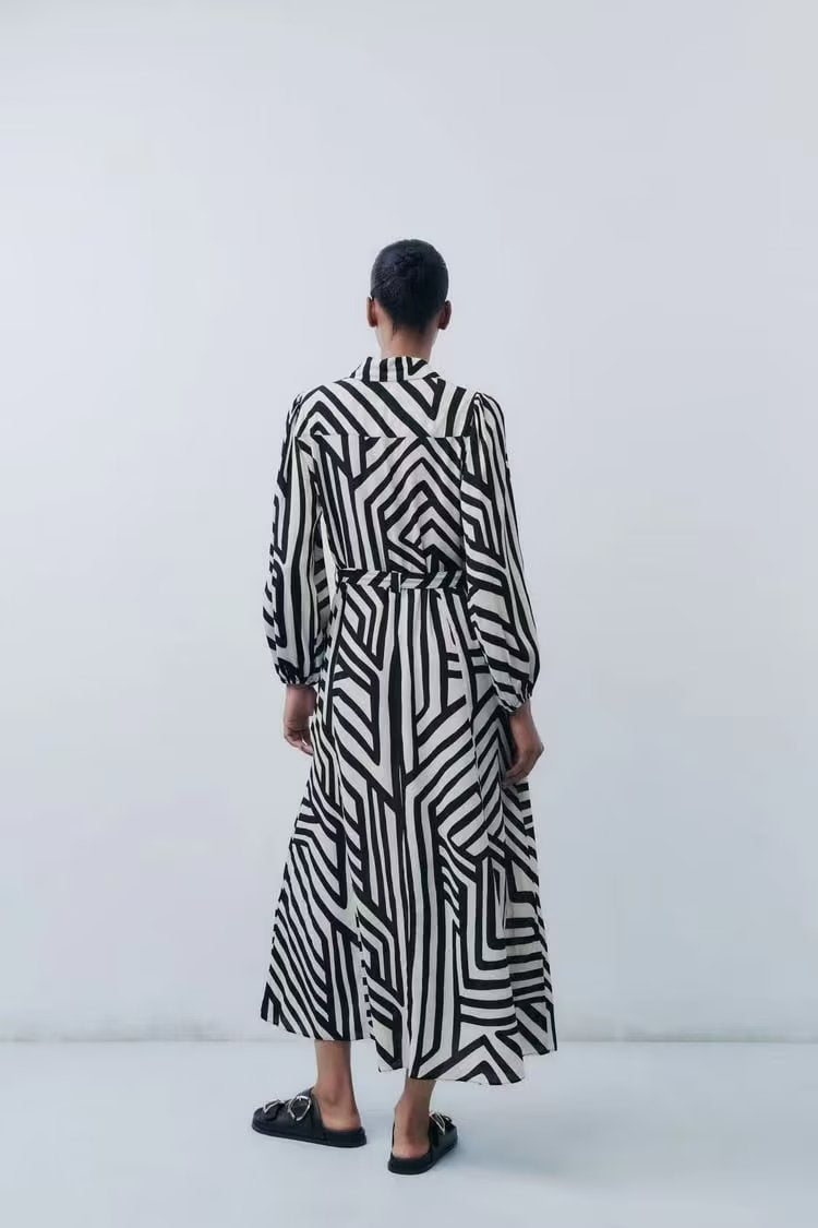 Simple Animal Pattern Wrap Dress