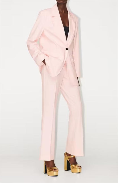 Pink Blazer & Straight Matching Trousers Pants